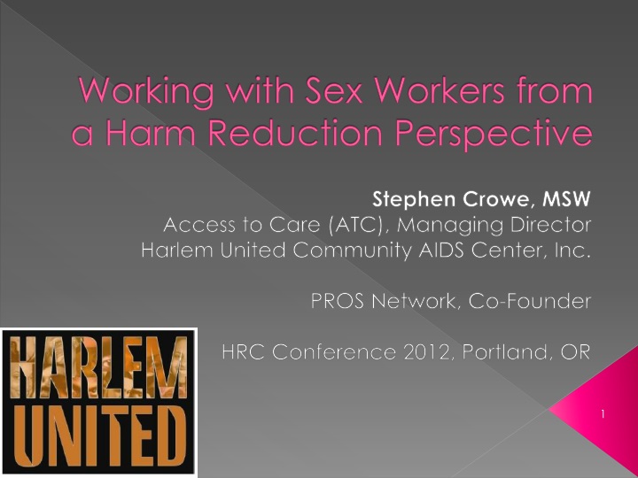 working with sex workers from a harm reduction perspective