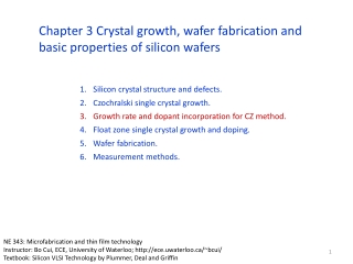 Silicon crystal structure and defects. Czochralski single crystal growth.