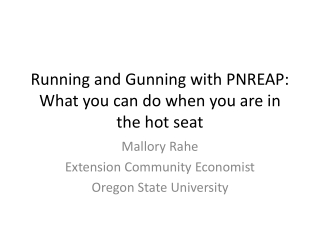 Running and Gunning with PNREAP: What you can do when you are in the hot seat