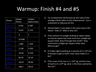 Warmup : Finish #4 and #5