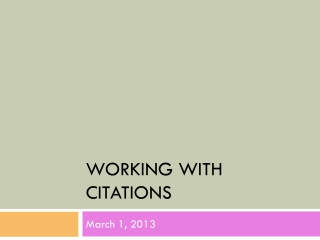 Working with Citations