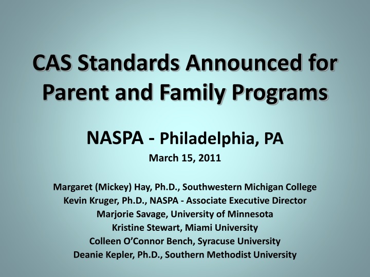 cas standards announced for parent and family programs