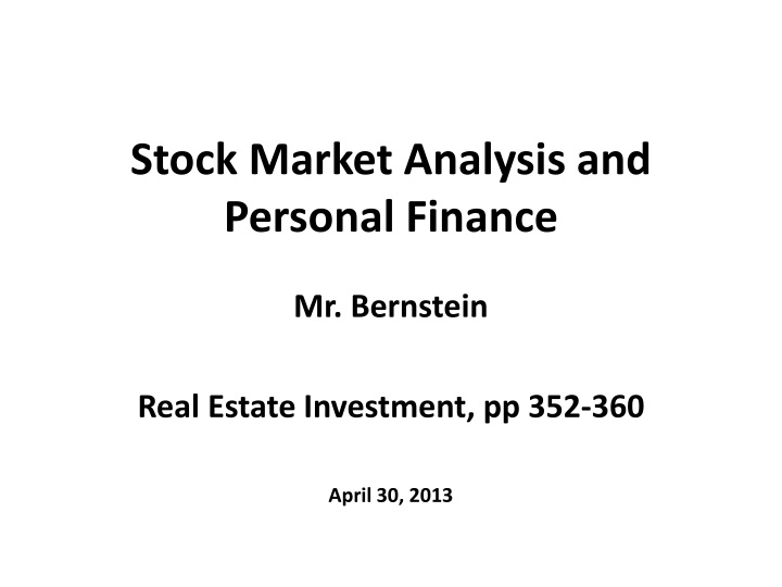 stock market analysis and personal finance