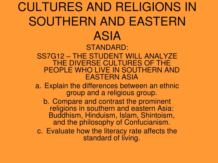 cultures and religions in southern and eastern asia