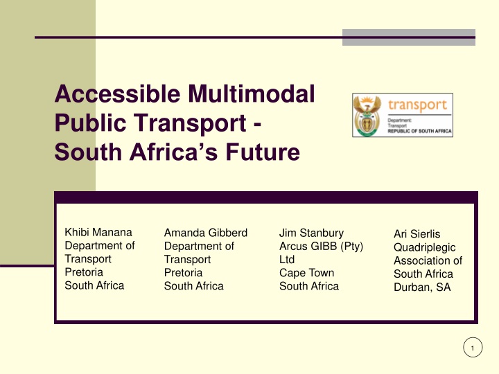accessible multimodal public transport south africa s future