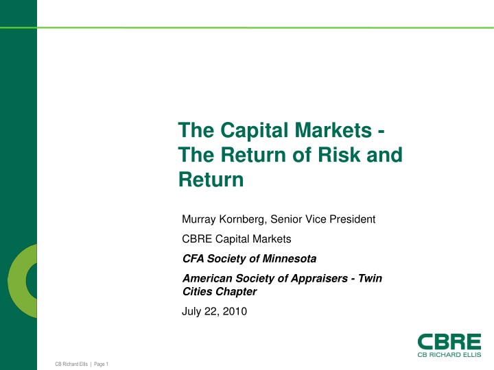 the capital markets the return of risk and return