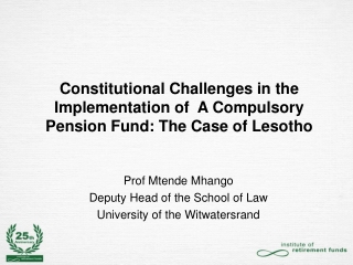 Prof Mtende Mhango Deputy Head of the School of Law University of the Witwatersrand