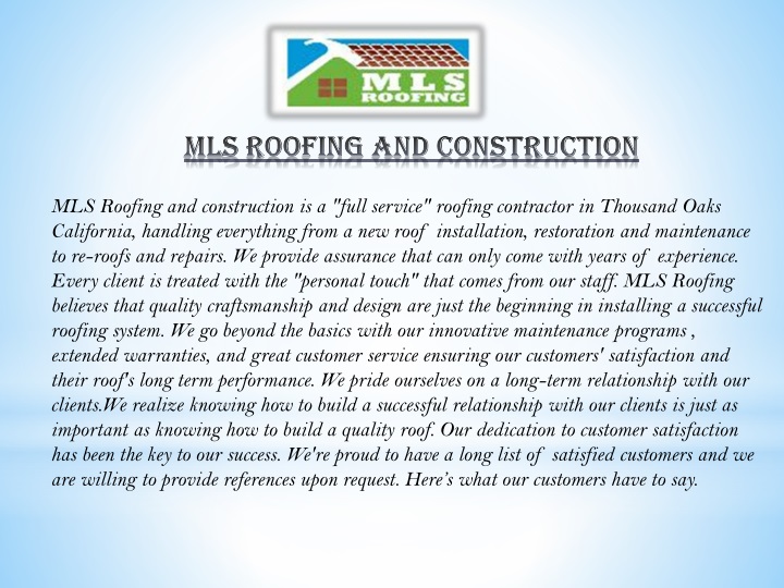 mls roofing and construction