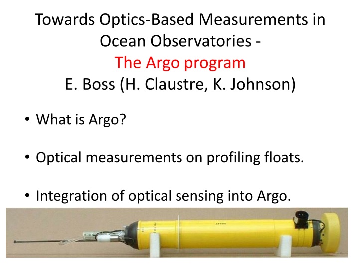 towards optics based measurements in ocean