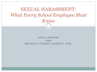 SEXUAL HARASSMENT: What Every School Employee Must Know