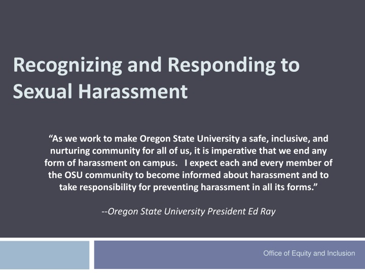 recognizing and responding to sexual harassment