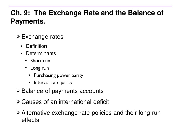 ch 9 the exchange rate and the balance of payments