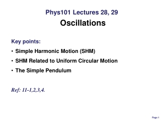 Phys101 Lectures 28, 29 Oscillations