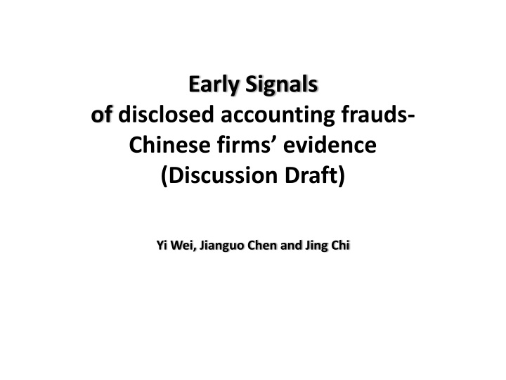 early signals of disclosed accounting frauds chinese firms evidence discussion draft
