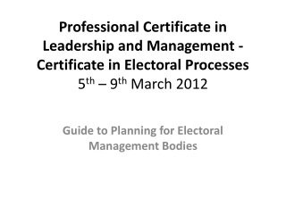 Guide to Planning for Electoral Management Bodies