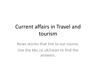 Current affairs in Travel and tourism