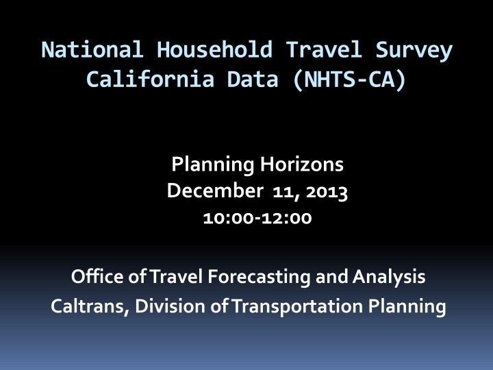 national household travel survey california data nhts ca