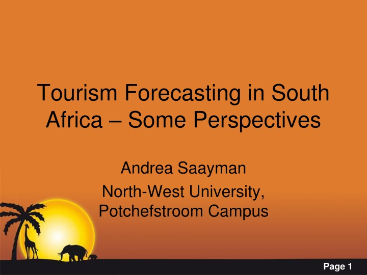 tourism forecasting in south africa some perspectives