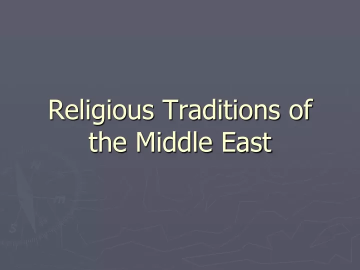 religious traditions of the middle east