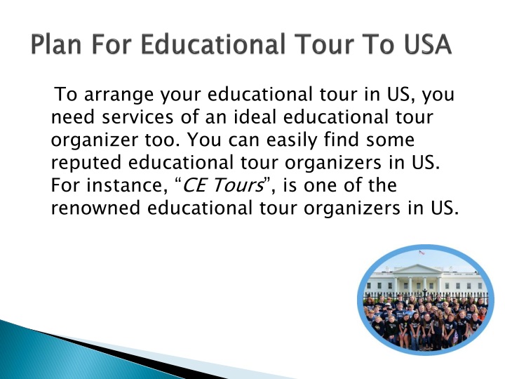 plan for educational tour to usa