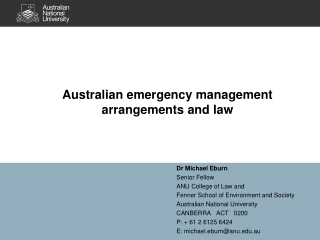 Australian emergency management arrangements and law