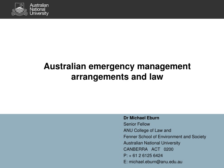 australian emergency management arrangements and law