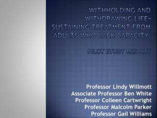 Professor Lindy Willmott Associate Professor Ben White Professor Colleen Cartwright