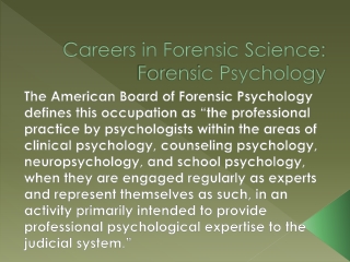 Careers in Forensic Science: Forensic Psychology
