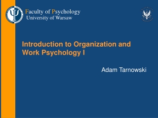 Introduction to Organization and Work Psychology I