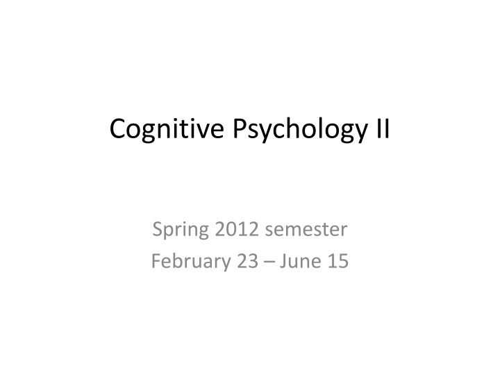 cognitive psychology ii