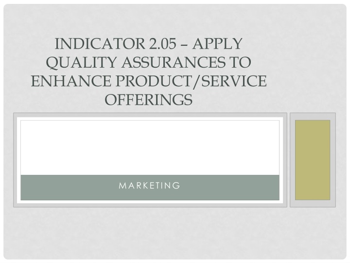 indicator 2 05 apply quality assurances to enhance product service offerings