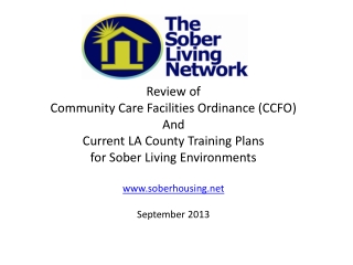 Review of Community Care Facilities Ordinance (CCFO) And Current LA County Training Plans
