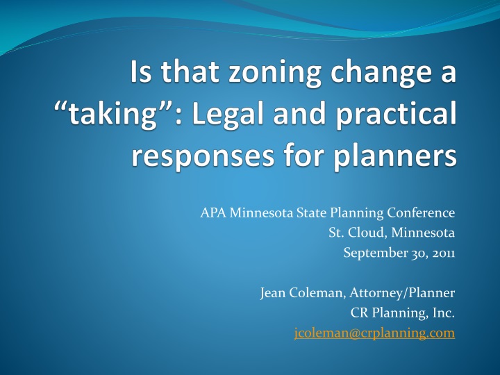 is that zoning change a taking legal and practical responses for planners