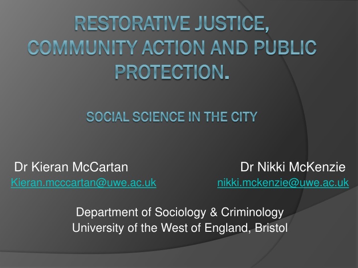 restorative justice community action and public protection social science in the city