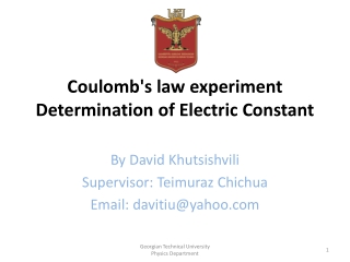 Coulomb's law experiment Determination of Electric Constant