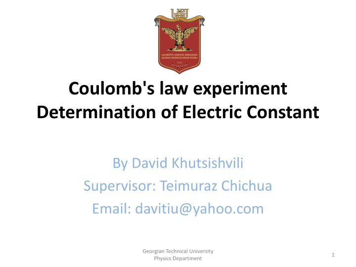 coulomb s law experiment determination of electric constant