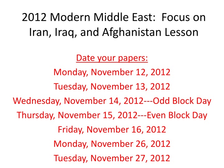 2012 modern middle east focus on iran iraq and afghanistan lesson
