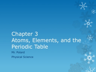 Chapter 3 Atoms, Elements, and the Periodic Table
