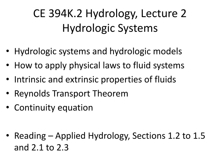 ce 394k 2 hydrology lecture 2 hydrologic systems