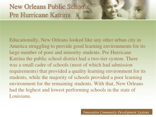 New Orleans Public Schools Pre Hurricane Katrina