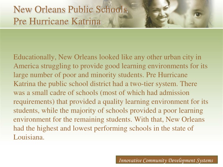 new orleans public schools pre hurricane katrina
