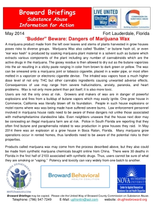 Broward Briefings Substance Abuse Information for Action