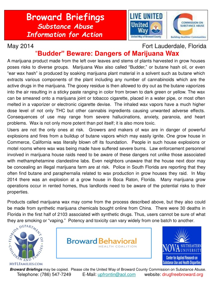 broward briefings substance abuse information