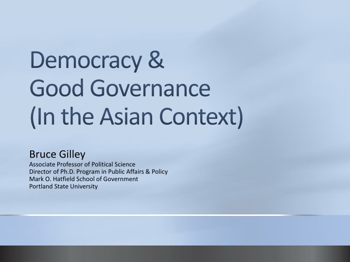 democracy good governance in the asian context