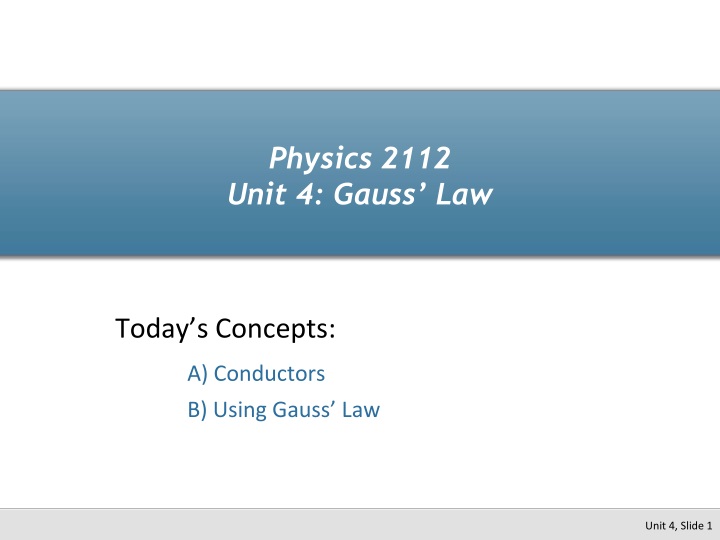 physics 2112 unit 4 gauss law