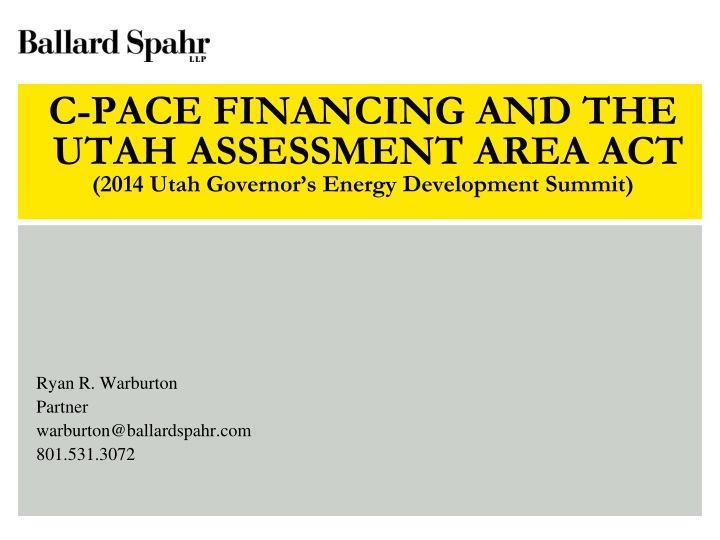 c pace financing and the utah assessment area act 2014 utah governor s energy development summit