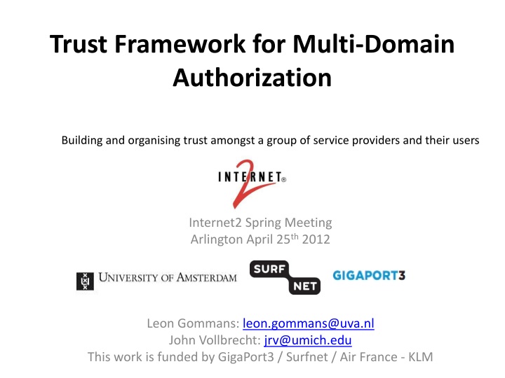 trust framework for multi domain authorization