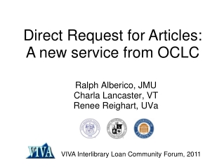 VIVA Interlibrary Loan Community Forum, 2011