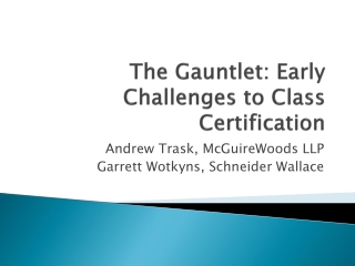 The Gauntlet: Early Challenges to Class Certification