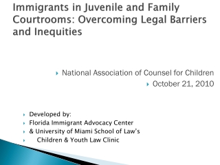 Immigrants in Juvenile and Family Courtrooms: Overcoming Legal Barriers and Inequities